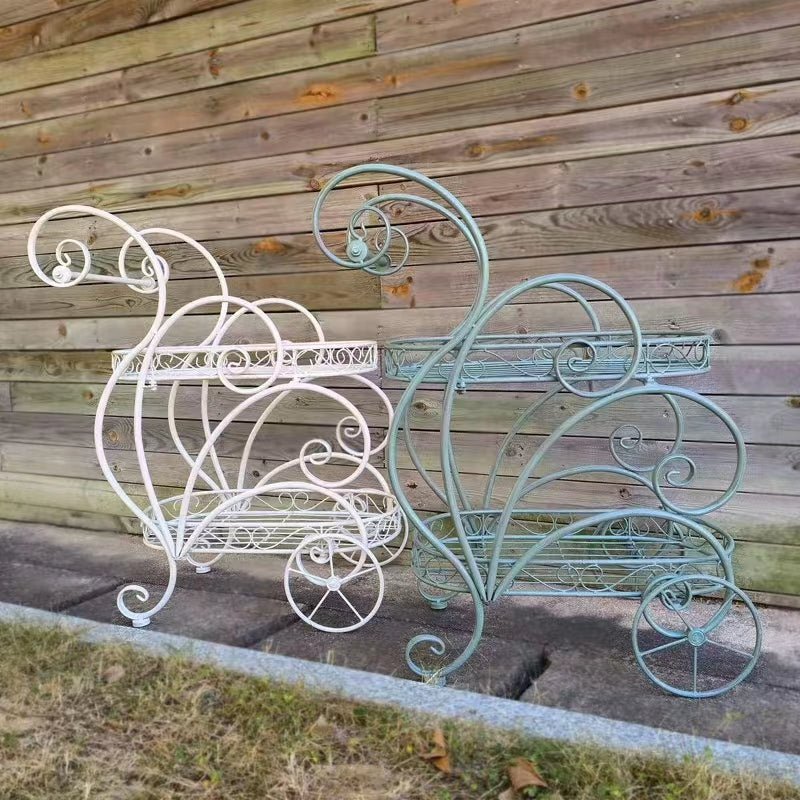 Outdoor Metal Bicycle Plant Stand Flower Pot Cart Holder for Home Garden Patio Garden Supplies