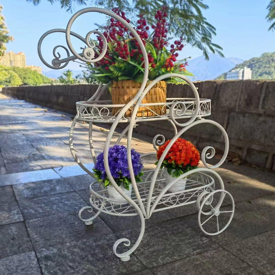 Outdoor Metal Bicycle Plant Stand Flower Pot Cart Holder for Home Garden Patio Garden Supplies