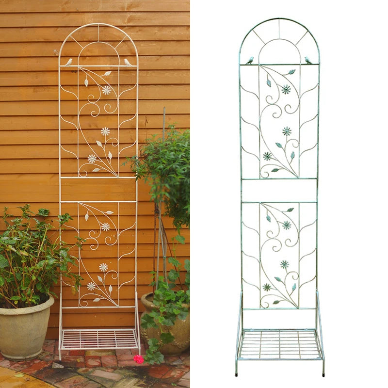 Garden Decoration Outdoor Black Garden Stake Square Foot Vine Powder Coated Framed Garden Trellis Plant Support for Climbing
