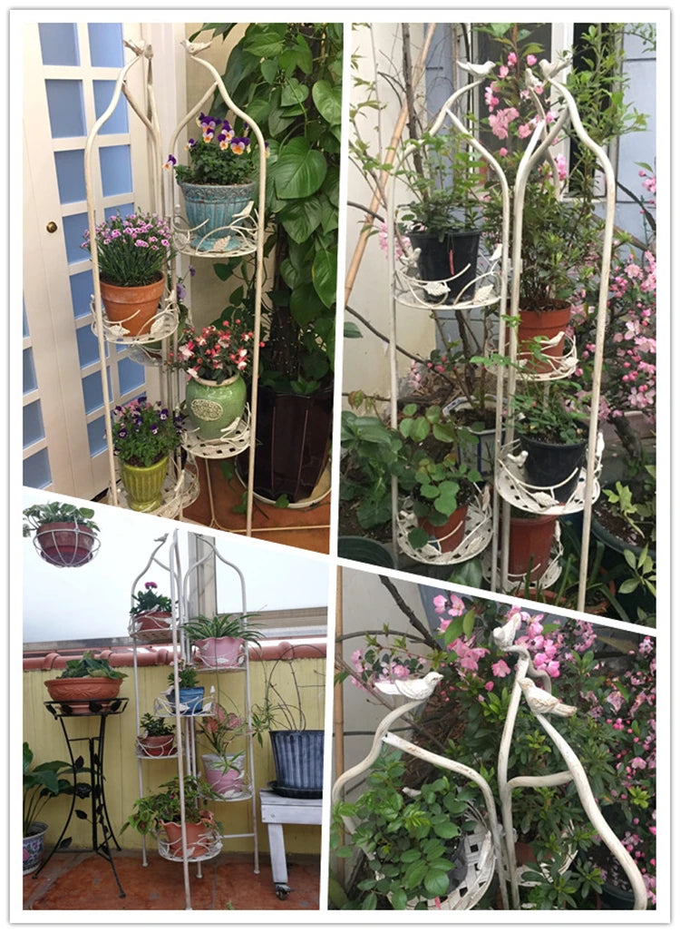 Outdoor Indoor 6 Tier Foldable Metal Flower Pot Plant shelves display potted planter rack adjustable plant stand