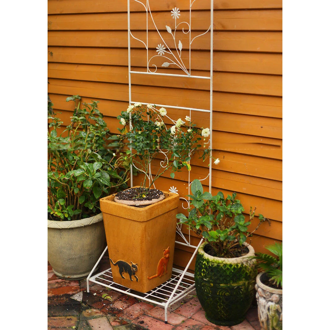 Garden Decoration Outdoor Black Garden Stake Square Foot Vine Powder Coated Framed Garden Trellis Plant Support for Climbing