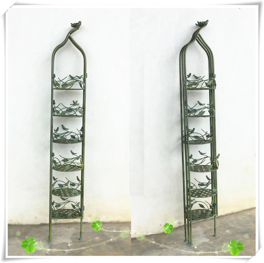 Outdoor Indoor 6 Tier Foldable Metal Flower Pot Plant shelves display potted planter rack adjustable plant stand