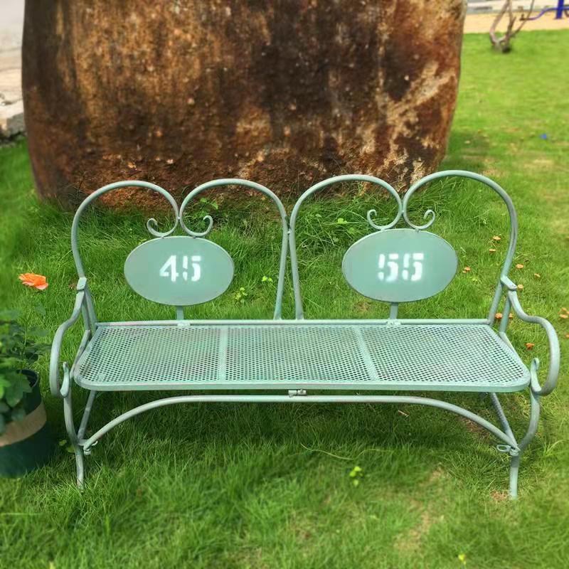 Bancos de jardim para crianças ao ar livre, resistentes a todos os climas, metal branco, ferro, longo, antigo, dobrável