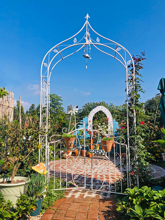 Arcos de jardim com portão, treliça de jardim, arco para escalada, plantas, rosas, videiras, suporte para jardim ao ar livre, gramado