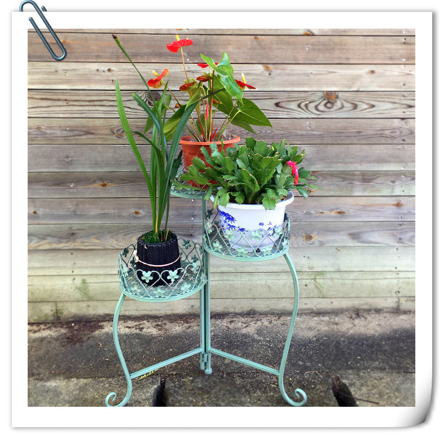 Metal dobrável 3 camadas suporte de planta para jardim pátio gramado varanda vaso de flores rack dobrável rack de armazenamento expositor