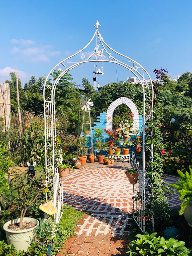 Arcos de jardim com portão, treliça de jardim, arco para escalada, plantas, rosas, videiras, suporte para jardim ao ar livre, gramado