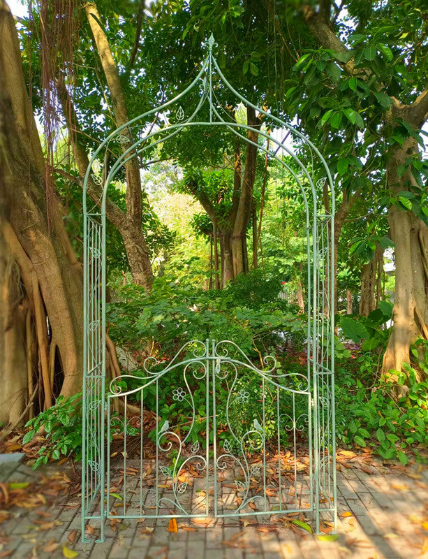 Arcos de jardim com portão, treliça de jardim, arco para escalada, plantas, rosas, videiras, suporte para jardim ao ar livre, gramado