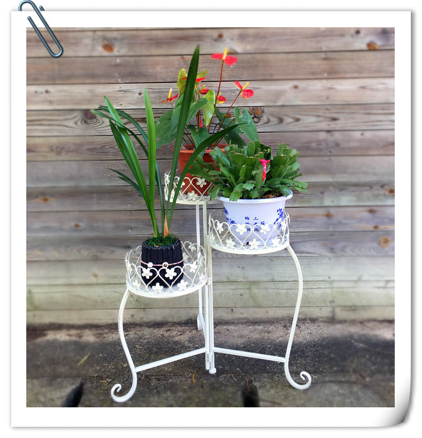 Metal dobrável 3 camadas suporte de planta para jardim pátio gramado varanda vaso de flores rack dobrável rack de armazenamento expositor