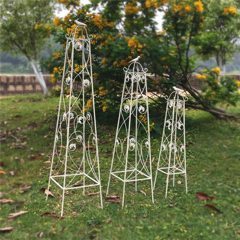Made In China Set of 3 Round Outdoor Metal Garden obelisk trellis for climbing plants outdoor plant trellis