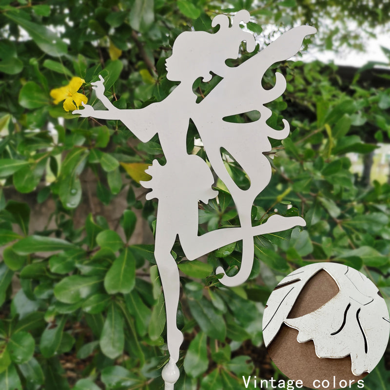 Iron Rustic Handcrafted Gold Metal Flower Garden Stake Yard Art Garden Decor Lawn Ornaments fairy garden accessories
