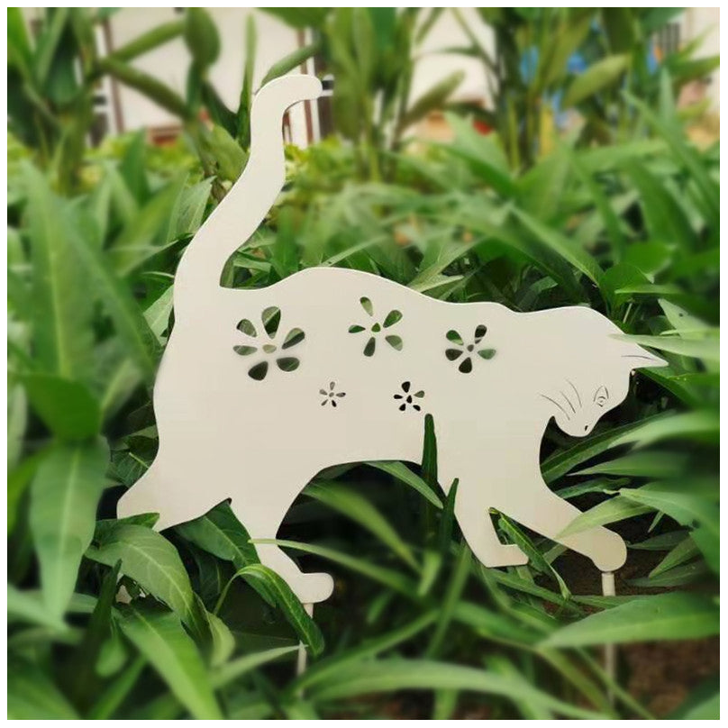 Garden Ornaments black Metal Cat Plug-in Iron Stakes Outdoor decorative stakes for garden Statues Decor for Lawn Patio