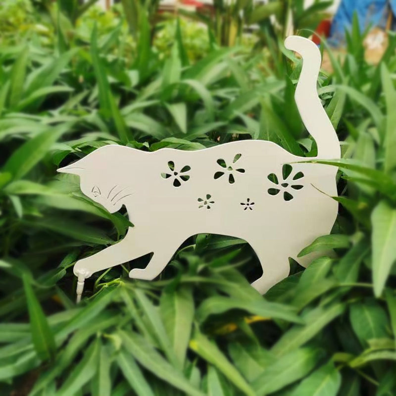 Garden Ornaments black Metal Cat Plug-in Iron Stakes Outdoor decorative stakes for garden Statues Decor for Lawn Patio