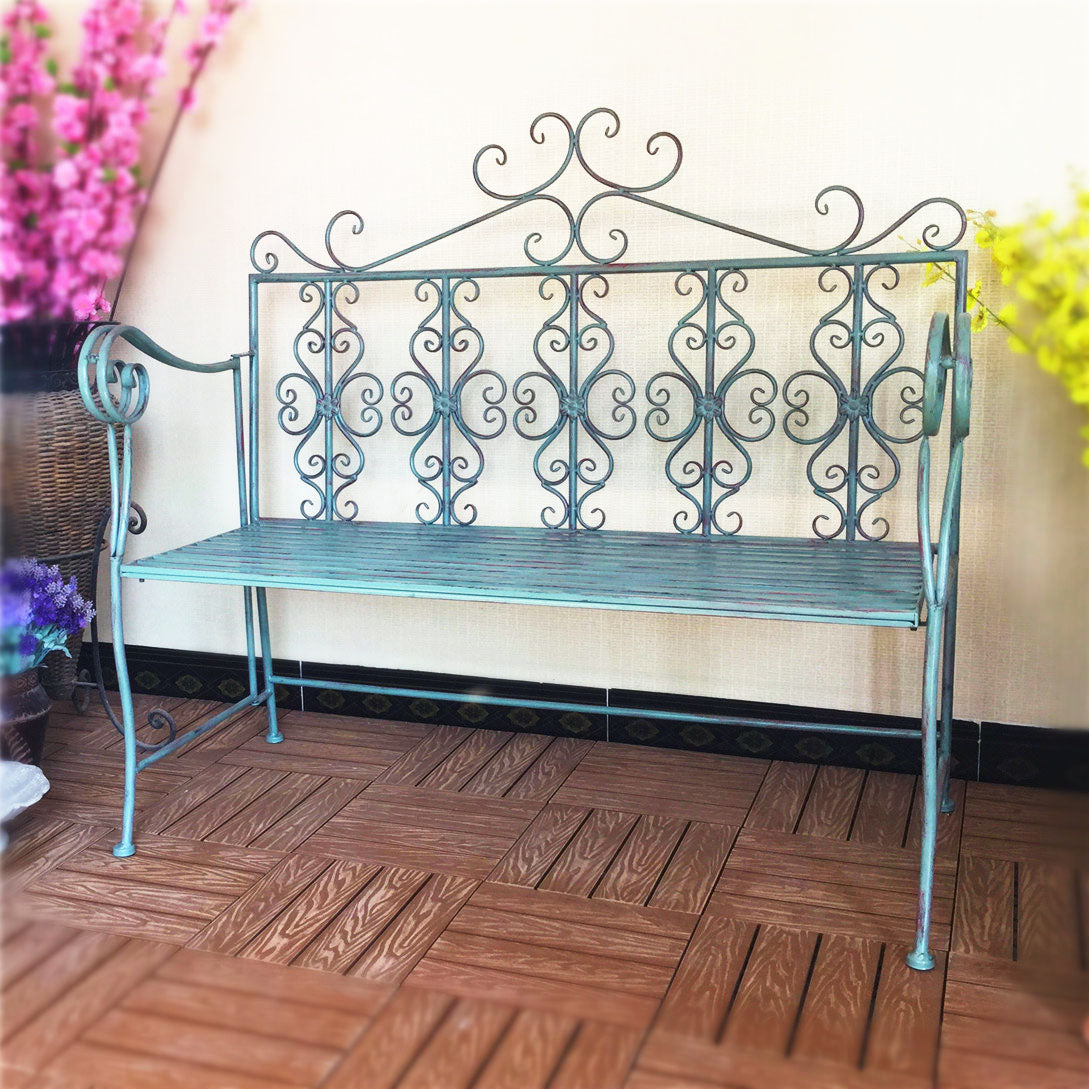 Wholesale Best Choice Antique White Scrolled Metal Wrought Iron Garden Outdoor Patio Folding Benches