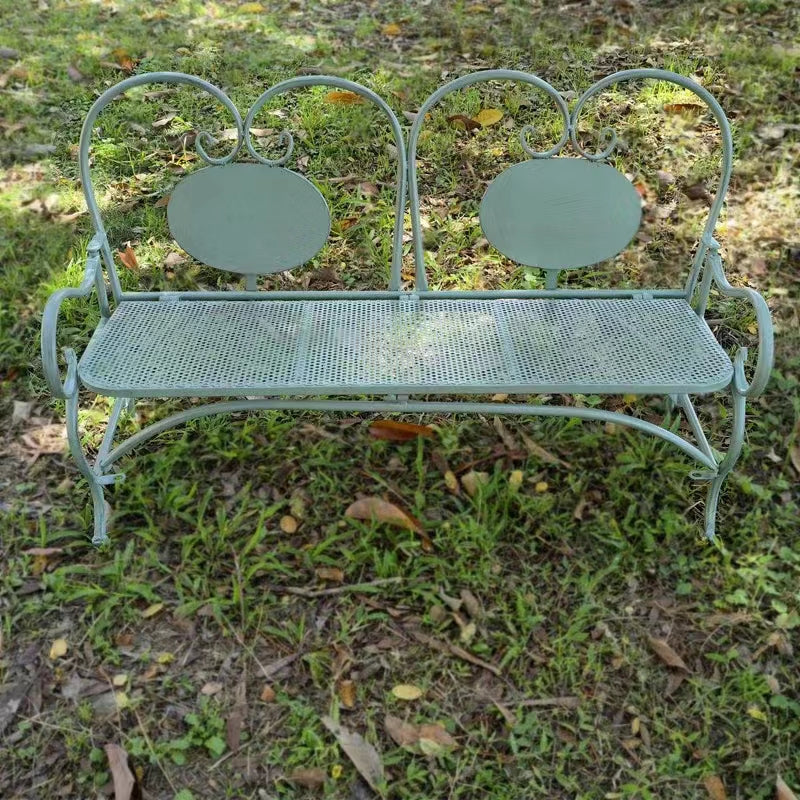 Bancos de jardim para crianças ao ar livre, resistentes a todos os climas, metal branco, ferro, longo, antigo, dobrável