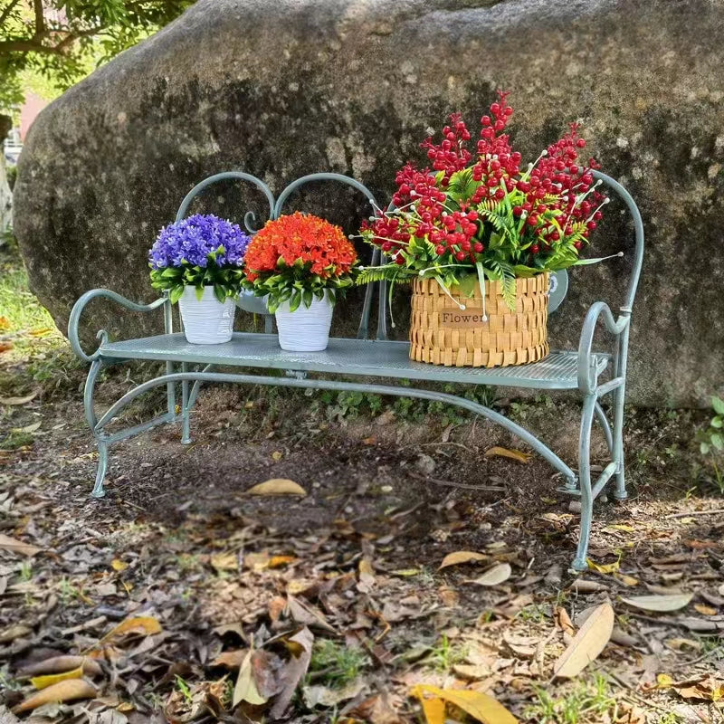 Bancos de jardim para crianças ao ar livre, resistentes a todos os climas, metal branco, ferro, longo, antigo, dobrável