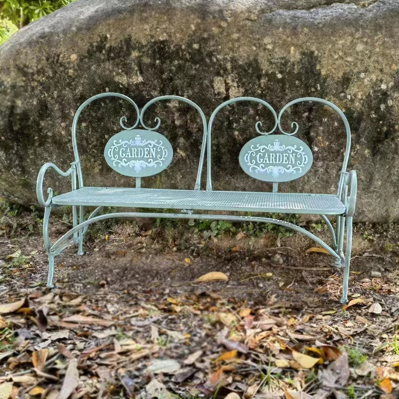 Bancos de jardim para crianças ao ar livre, resistentes a todos os climas, metal branco, ferro, longo, antigo, dobrável