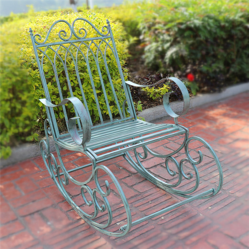 Garden & Patio Furniture Decoration Wrought Iron Outdoor Rocking Chair Metal Rocking Chair