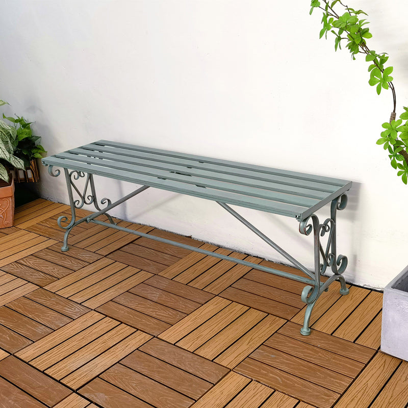 Antique Iron Metal Outdoor Garden Bench Patio Porch Garden Wrought Iron Decorative Folding Double Seat Benches