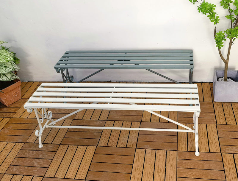 Antique Iron Metal Outdoor Garden Bench Patio Porch Garden Wrought Iron Decorative Folding Double Seat Benches