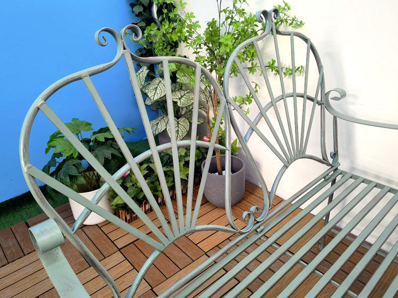 Iron Frame Black Patio Loveseats Outdoor Garden Bench patio benches