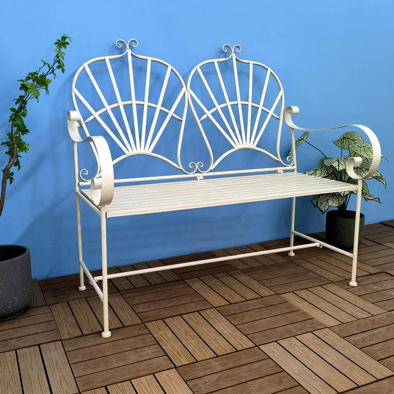 Iron Frame Black Patio Loveseats Outdoor Garden Bench patio benches