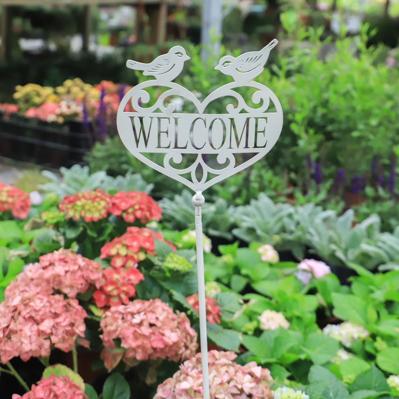 Outdoor garden yard decoration metal ornament bird welcome sign metal stake Gardening Decoration