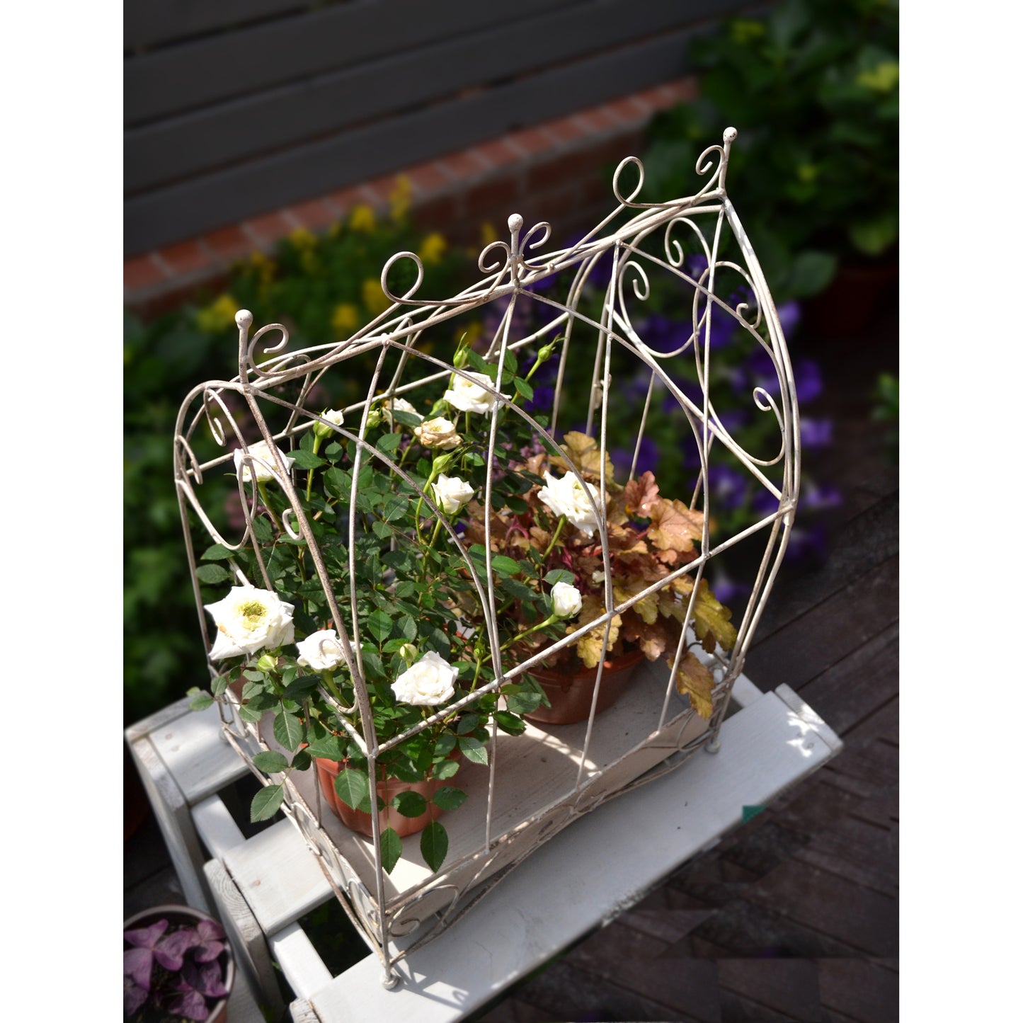 Wholesale 2 Sets Wire Cage Plant Stand metal decorative bird cages for flower shelf