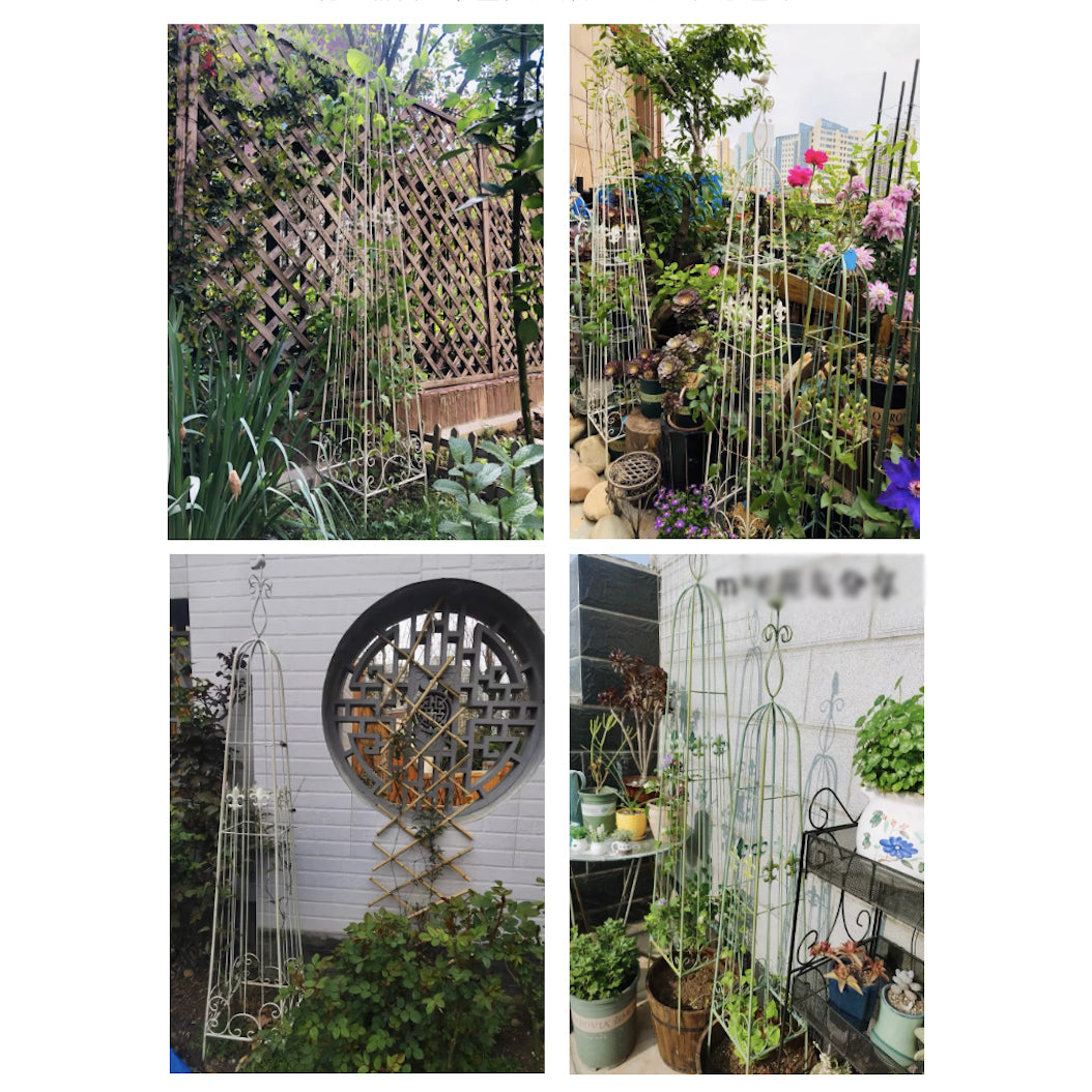 Wholesale China Factory Garden Wrought Iron Metal garden obelisk trellis for climbing plants outdoor set 3 plant trellis