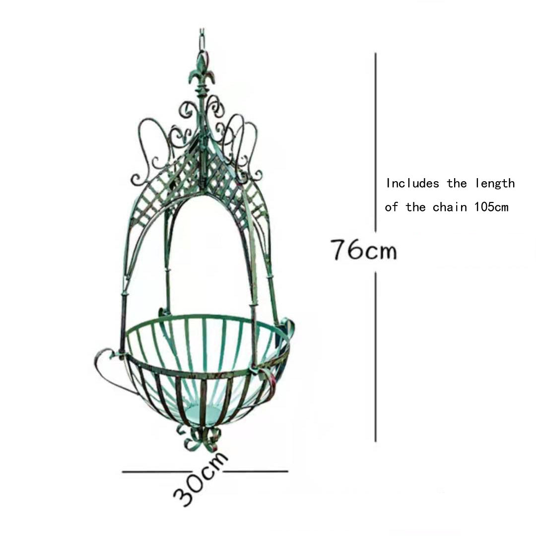 Metal Hanging Planter Basket with Round Wire Plant Holder with Chain Decorative Flower Pots Hanger for Garden metal flower stand