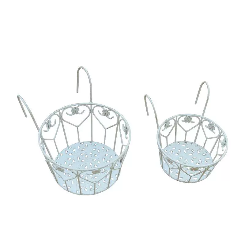 2-piece set Hanging Railing Planter Baskets Flower Pot Holder Hanger Balcony Planters Railing Mounted plant stand metal