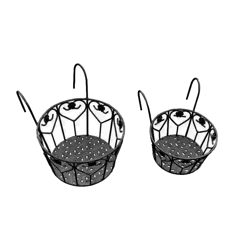 2-piece set Hanging Railing Planter Baskets Flower Pot Holder Hanger Balcony Planters Railing Mounted plant stand metal