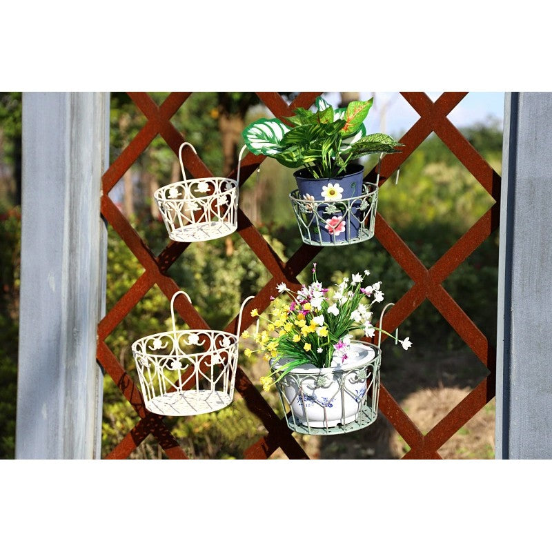 2-piece set Hanging Railing Planter Baskets Flower Pot Holder Hanger Balcony Planters Railing Mounted plant stand metal