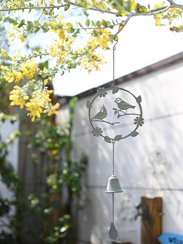 Birds with Flower Iron Hanging Wind Chime Decor for Home Hanging Ornaments