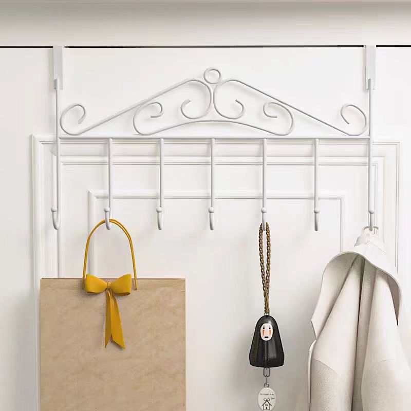 Exquisite Coat Rack Door Rear Hook No Hole Wall Seamless Bedroom Storage Key Holder Hanging Iron Metal Jacket Scarf Shelf Hanger