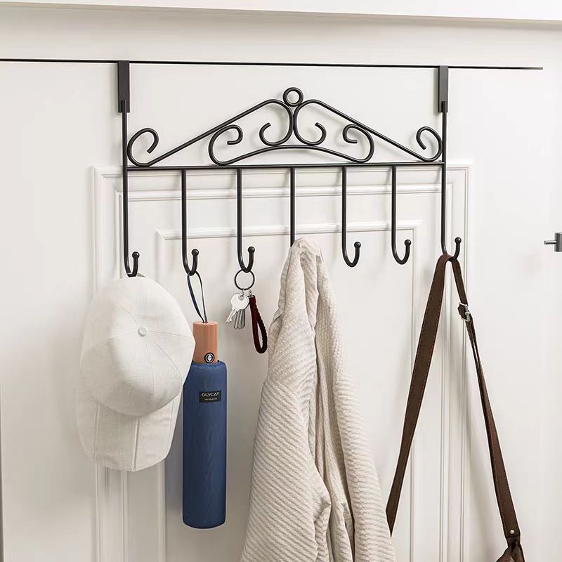 Exquisite Coat Rack Door Rear Hook No Hole Wall Seamless Bedroom Storage Key Holder Hanging Iron Metal Jacket Scarf Shelf Hanger