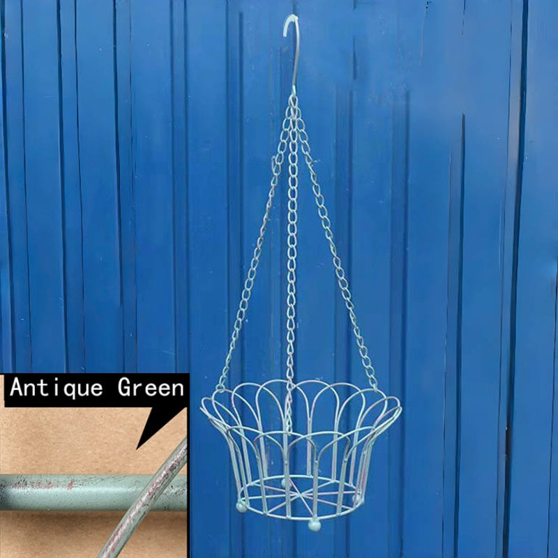 Hanging Plant Planter Baskets Liner Round Metal Wire Plant Holder with Chain Porch Decor Flower Pots