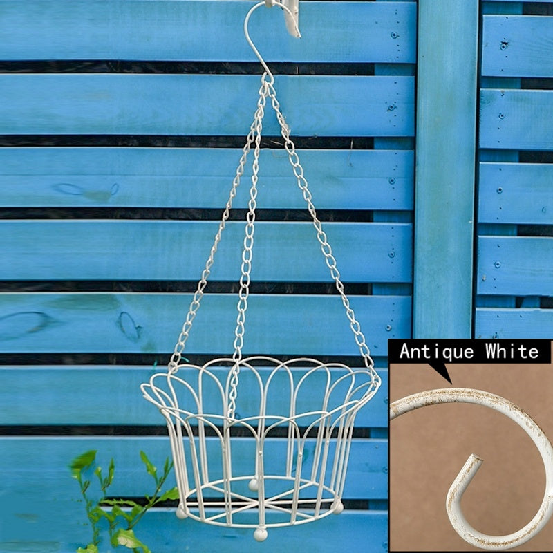 Hanging Plant Planter Baskets Liner Round Metal Wire Plant Holder with Chain Porch Decor Flower Pots