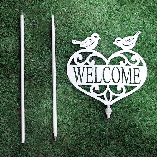 Outdoor garden yard decoration metal ornament bird welcome sign metal stake Gardening Decoration