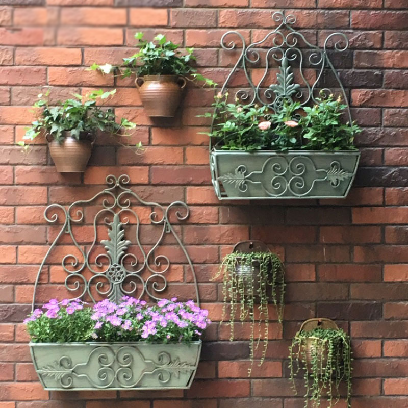 decorative metal planter Stand Flower Pot Holder Rack Storage garden supplies Iron Wall Planter Hanging metal flower stand