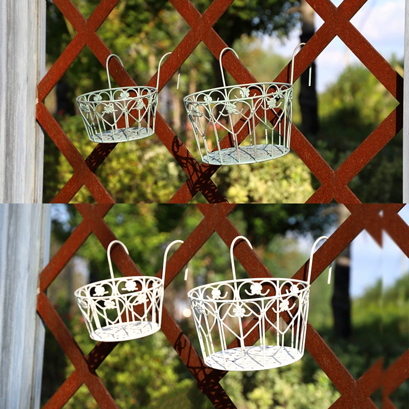 2-piece set Hanging Railing Planter Baskets Flower Pot Holder Hanger Balcony Planters Railing Mounted plant stand metal