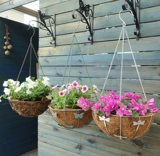 Iron hanging basket flower pot hanging flower rack plant support outdoor garden green radish rose orchid storage courtyard decoration