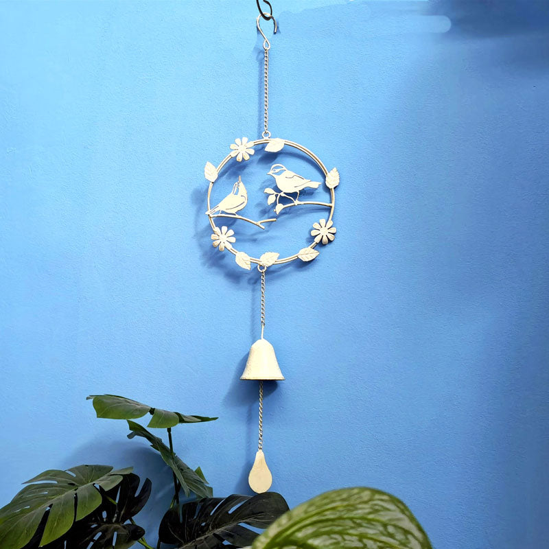 Birds with Flower Iron Hanging Wind Chime Decor for Home Hanging Ornaments