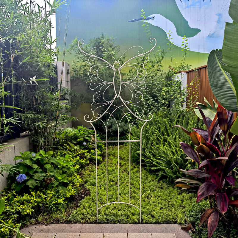 Wholesale metal climbing floor Mounted Butterfly Fence Garden Trellis for Climbing Plants