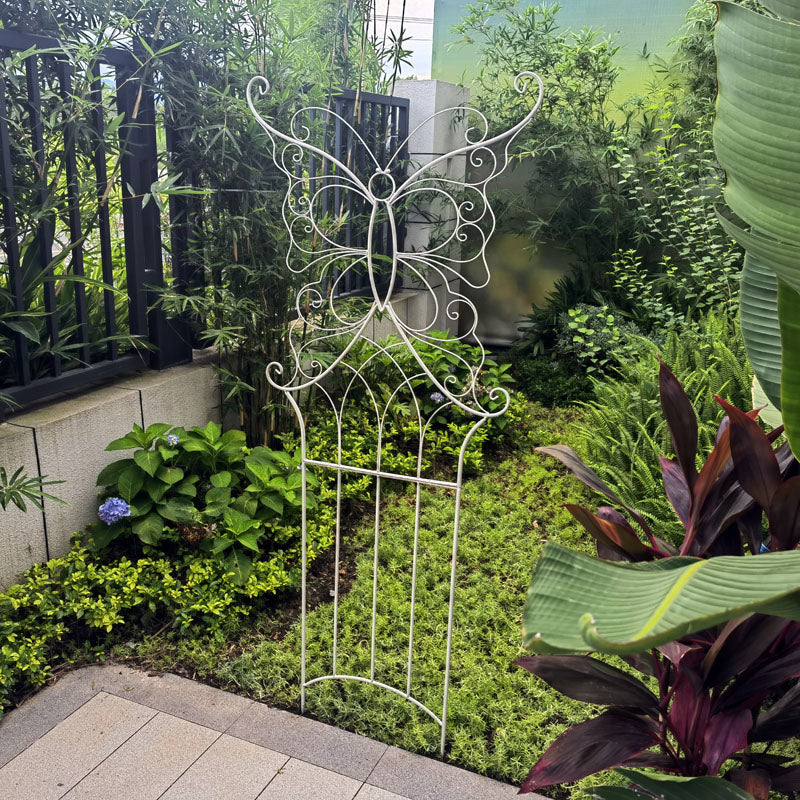 Wholesale metal climbing floor Mounted Butterfly Fence Garden Trellis for Climbing Plants