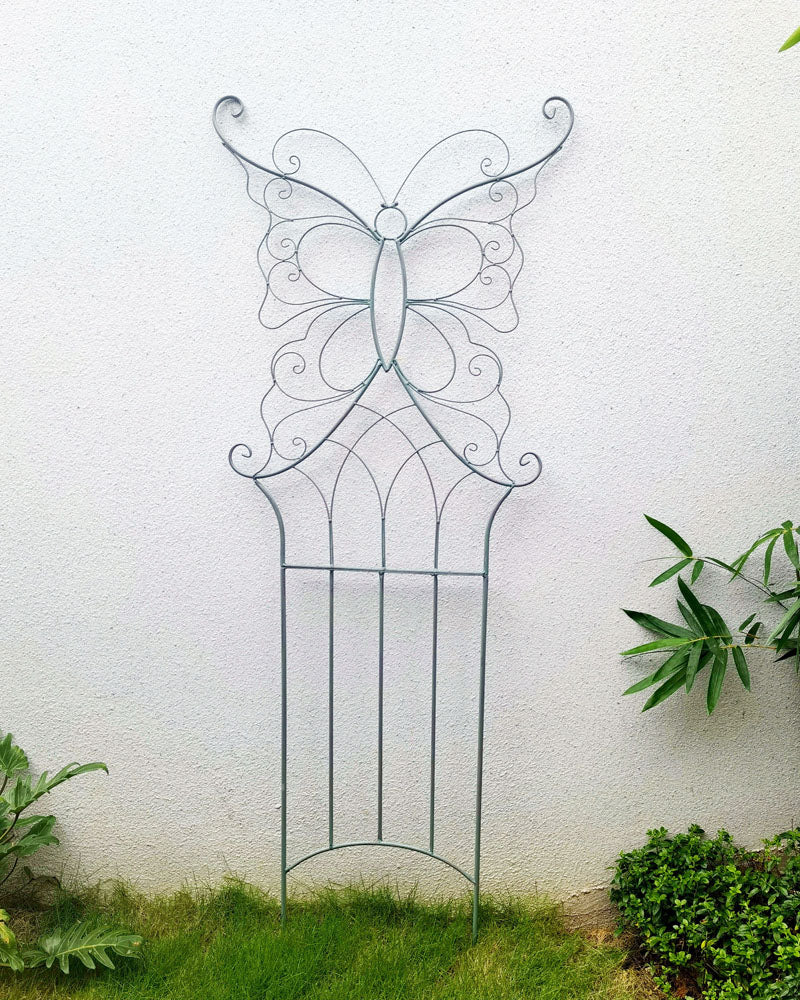 Wholesale metal climbing floor Mounted Butterfly Fence Garden Trellis for Climbing Plants