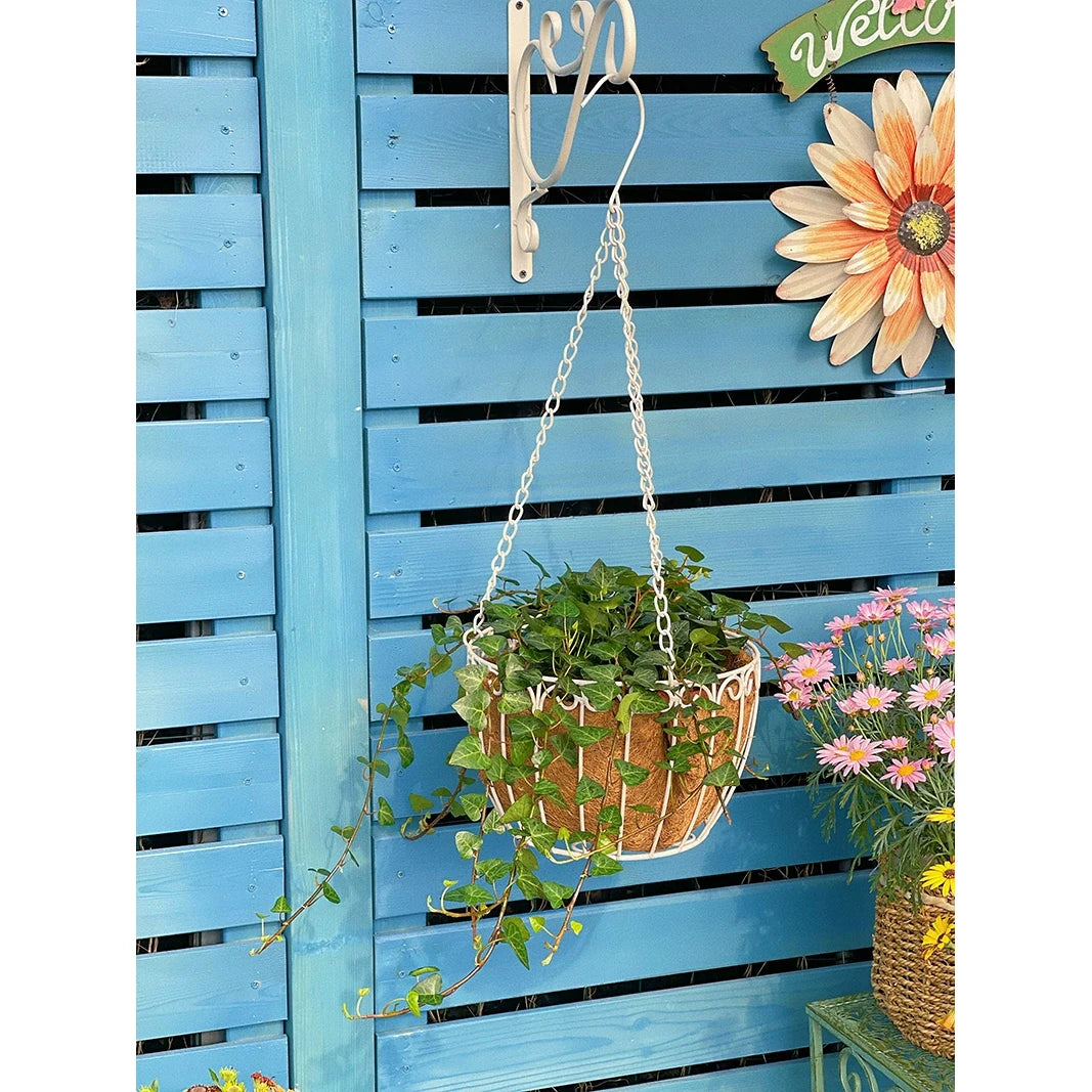 Outdoor Garden Ornaments Garden wall hanging decor Metal hanging flower basket hanging baskets for plants outdoor