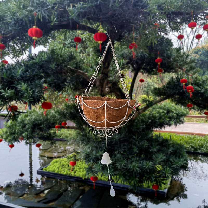 Garden Decoration Indoor Outdoor Metal Hanging Planter Basket Round window deck Coco Coir Liner coconut hanging basket