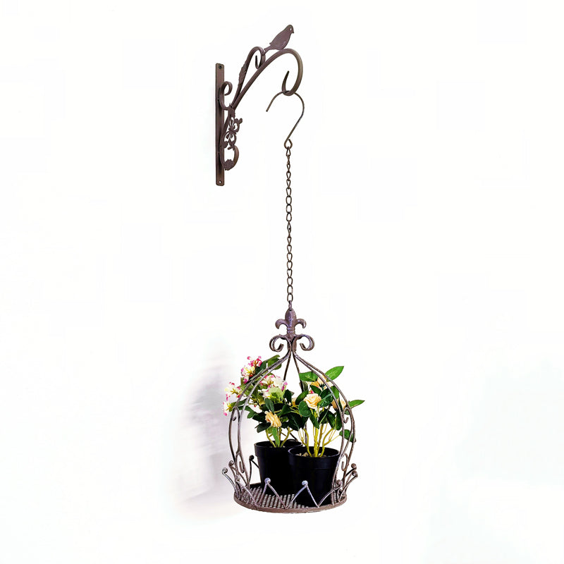 Iron Birdcage Hanging Planter, Metal Wire Flower Pot Basket Wrought Iron Plant Stands for Plants