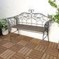 Vintage Metal Wrought Iron Foldable Slatted Design Patio Bench Outdoor Garden Bench