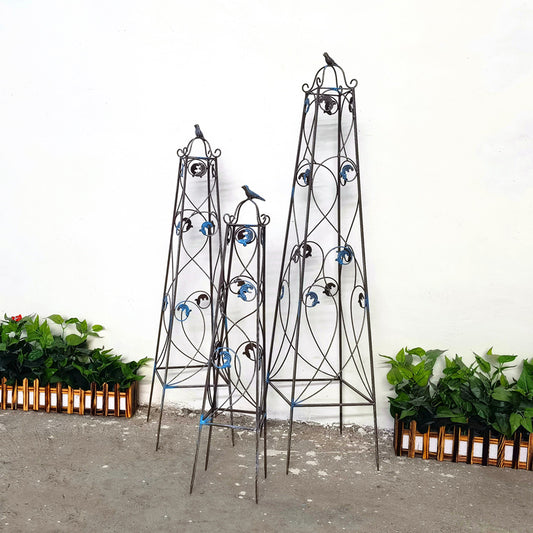 Made In China Set of 3 Round Outdoor Metal Garden obelisk trellis for climbing plants outdoor plant trellis